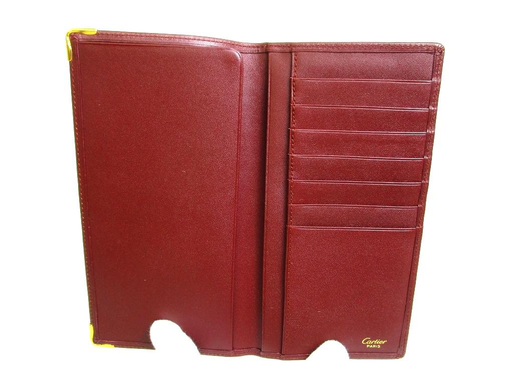 Authentic Cartier Must De Cartier Bordeaux Leather Flap Bill Wallet Checkbook Holder #b244  Open Box