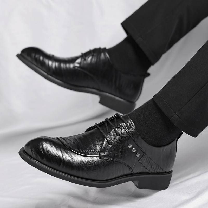 Fashion Brown Pointed Men's Leather Shoes Classic Gentleman Style Daily Leisure Business Party Office Wedding Dress Hot Selling Shoes