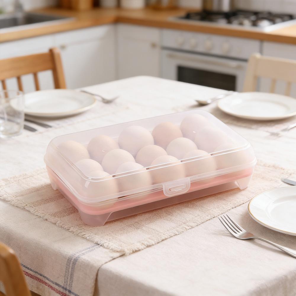 15 Egg Slots Refrigerator Storage Container Clear Plastic Egg Holder Food Preservation Box Home Kitchen