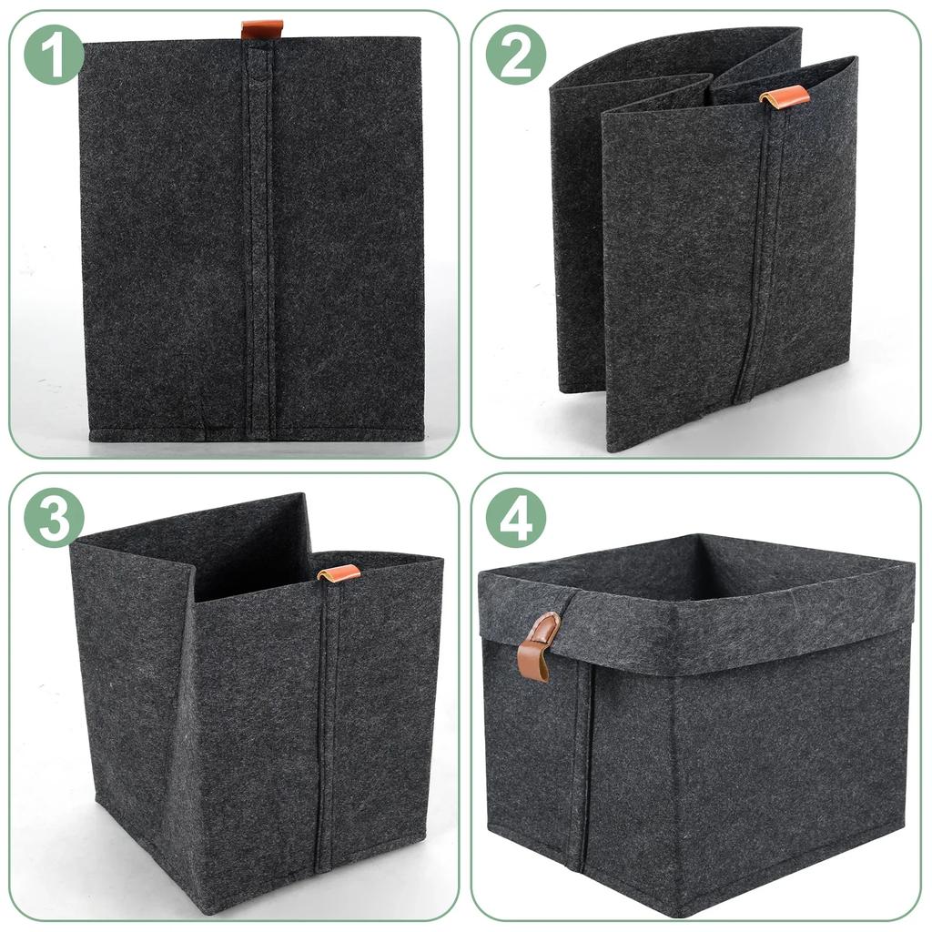 6Pcs Storage Cubes Closet Clothes Shoes Storage Containers Foldable Felt Fabric Cube Storage Bins Toy Cube Baskets Saves Space