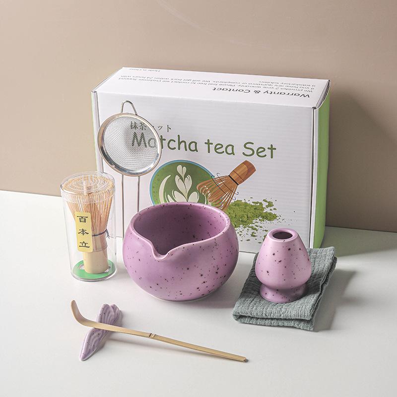 4/7/8pcs Set Traditional Matcha Gift Set Bamboo Matcha Whisk Scoop Ceremic Matcha Bowl Whisk Holder Japanese Tea Teaware Sets
