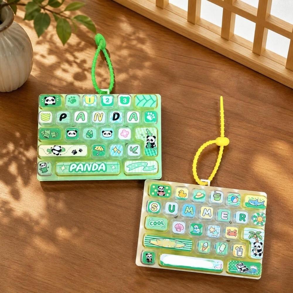 Panda 26 Keys Keyboard Keychain Cartoon Keyboard Clicker Keychain Backpack Decor