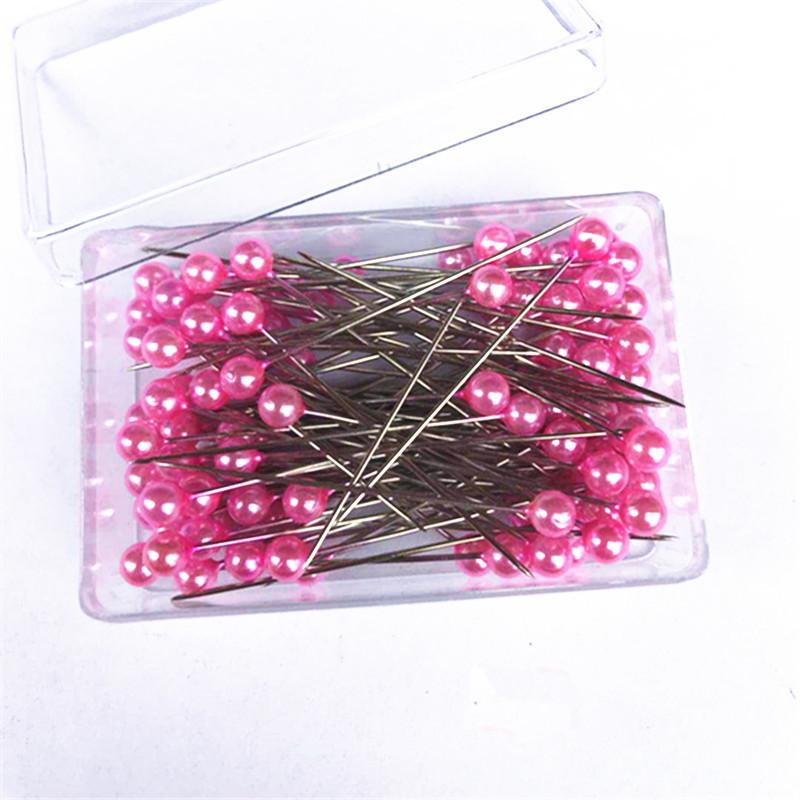 100Pcs Dressmaking Pins Colorful Round Pearl Head Needles Straight Sewing Pins For DIY Sewing Embroidery Patchwork Positioning