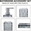 Bathroom Accessories Set 4-Piece Plastic Gift Set with Toothbrush Holder, Toothbrush Cup, Soap Dispenser, Soap Dish(Gray)