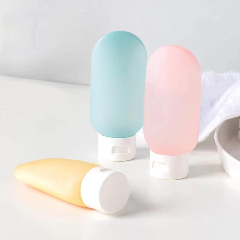 4 Stück/Set Reiseflaschen-Set 60ml Nachfüllbare Flasche Weiches Silikon Lotion Shampoo Behälter Quetschtube Leere Flasche Großhandel