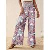 Women's Fashion Casual Flower Pattern Print High Waist Trousers Pants & Capris