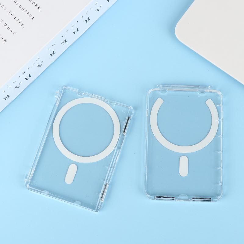Für Telefon Magsafe Transparente Hülle Magnetischer Ständer Halter Geldbörse 2 Kartenfächer Doppelter Starker Magnet Stoßfeste Handyhülle