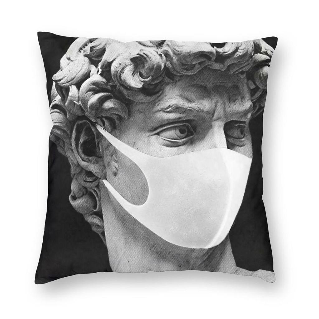 Michelangelo David Quarantine Square Pillowcase Polyester Linen Velvet Pattern Zip Decor Throw Pillow Case Room Cushion Cover