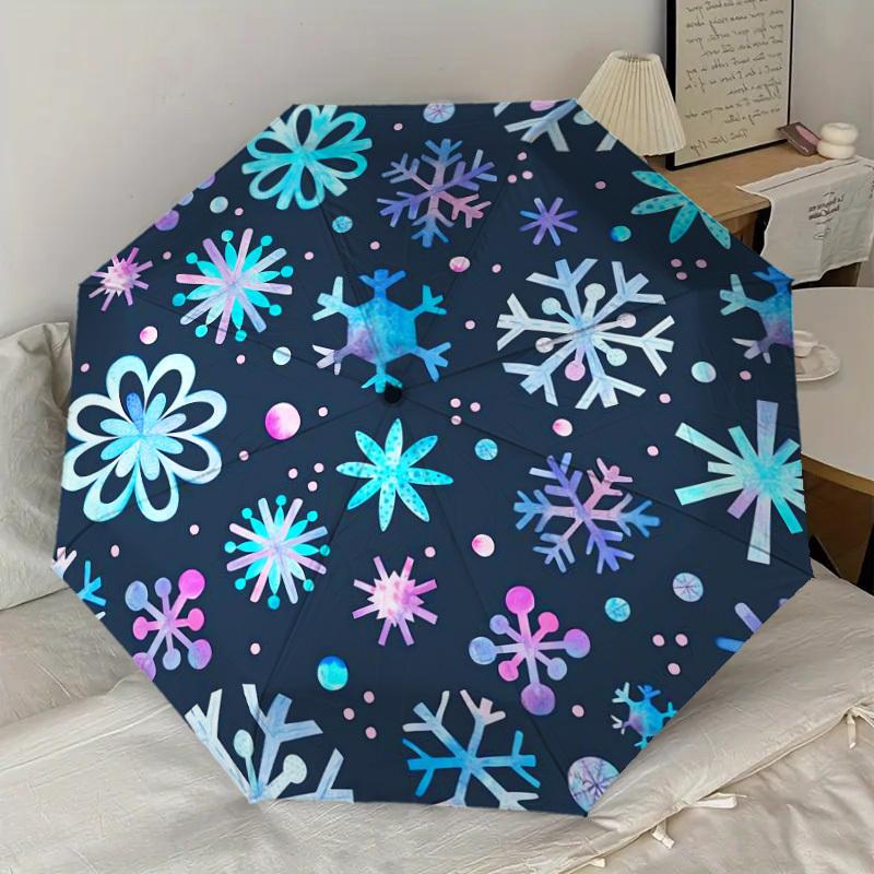 1pc Snowflake Winter Pattern Umbrella  Automatic Opening and Closing Umbrella, High Quality Umbrella, Ideal Gift for Her 187