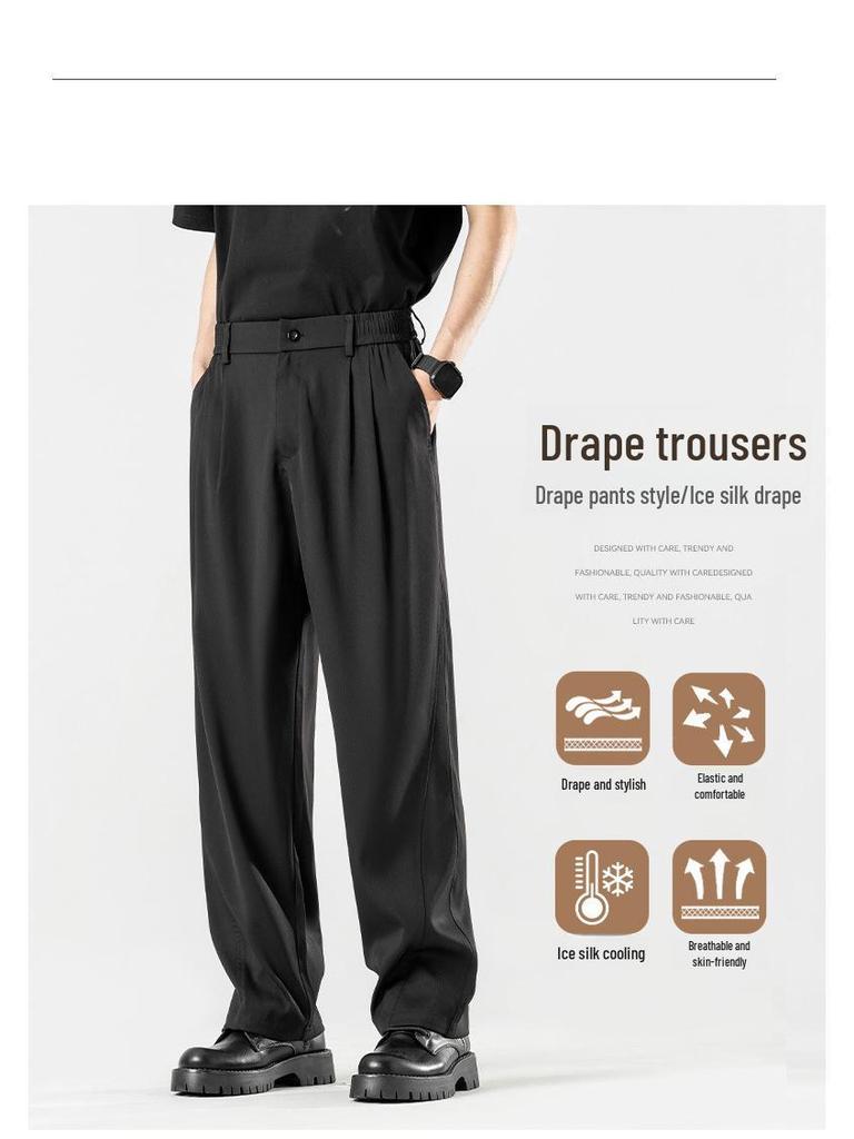 Unisex Sommer Eis-Seide Lockere Gerade Bein Hose