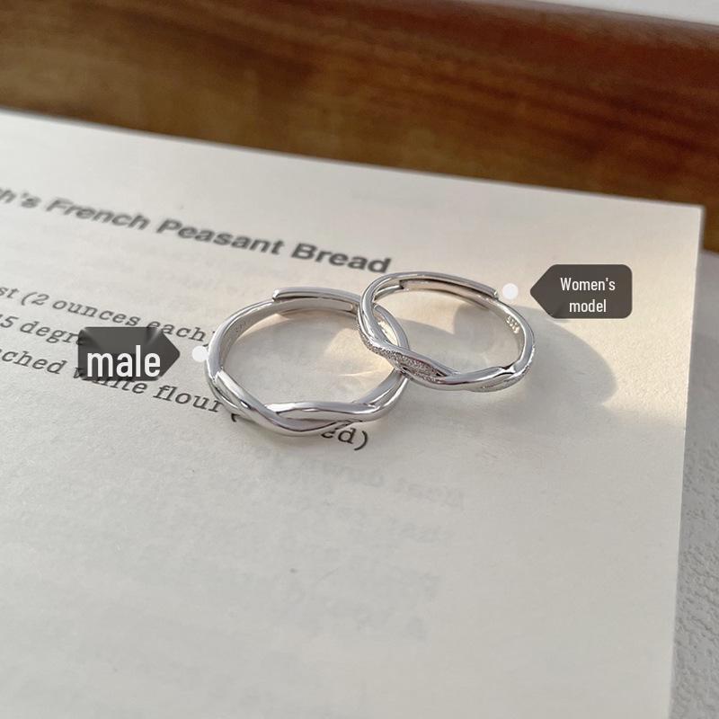 Sterling Silver Mobius Strip Couple Rings - Elegant, Adjustable, Light Luxury Valentine s Day Gift Adjustable Open
