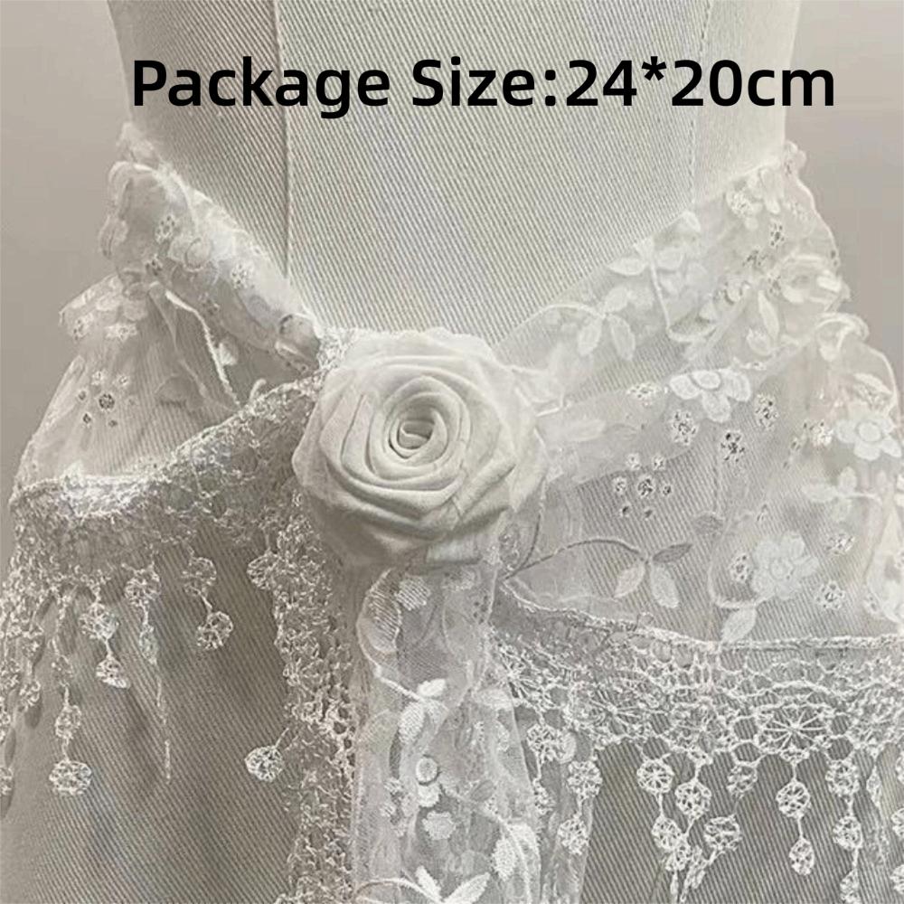 Solid Color Lace Scarf Hollow-out Triangle Scarf French Tassel Shawls  Spring Summer
