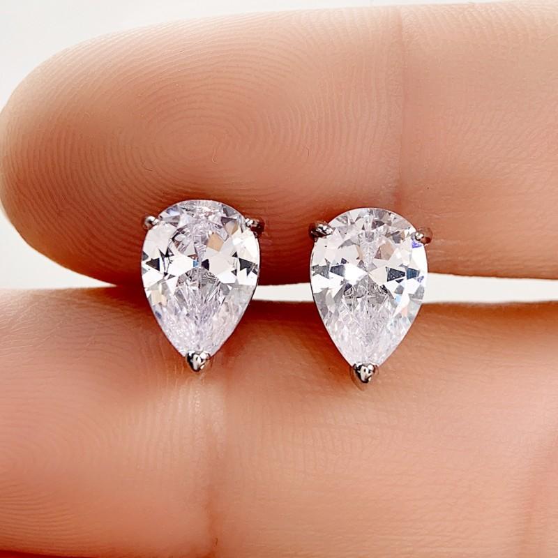 Huitan Simple and Classic Water Drop Shape Cubic Zirconia Stud Earrings for Women Temperament Lady Accessories Eternity JewelryGood product