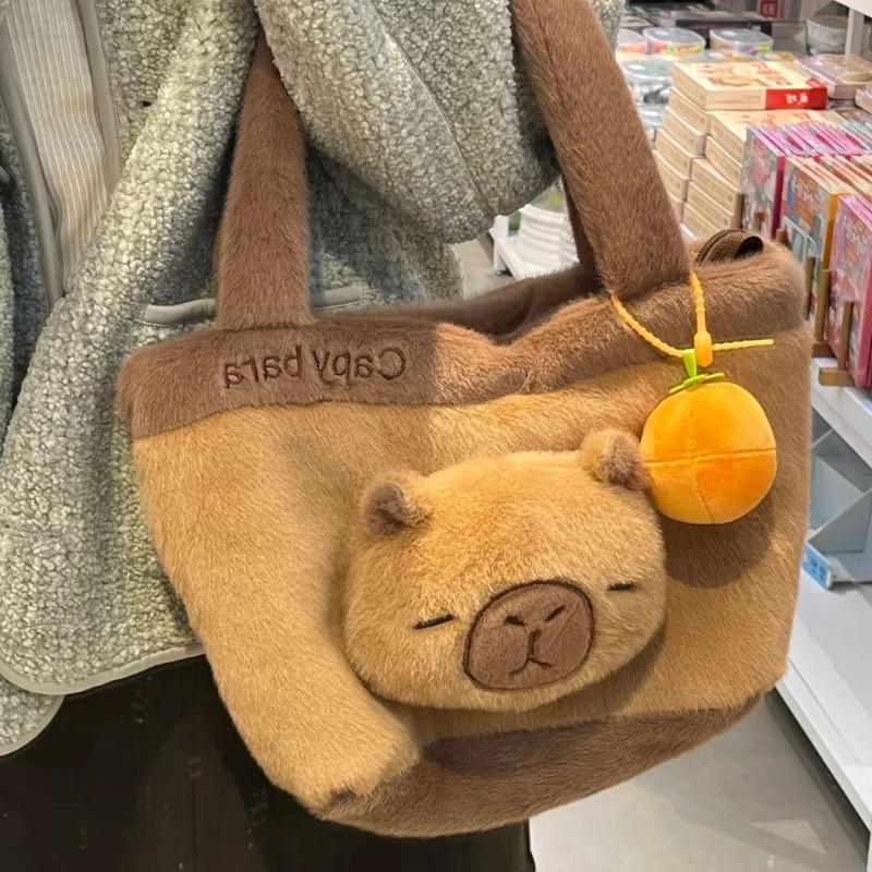 Cute Capybara Plush Backpack Lovelys Fluffy Soft Capibara Crossbody Bag Mobile Phone Bag Shoulder Bag Women's Bags Birthday Gift