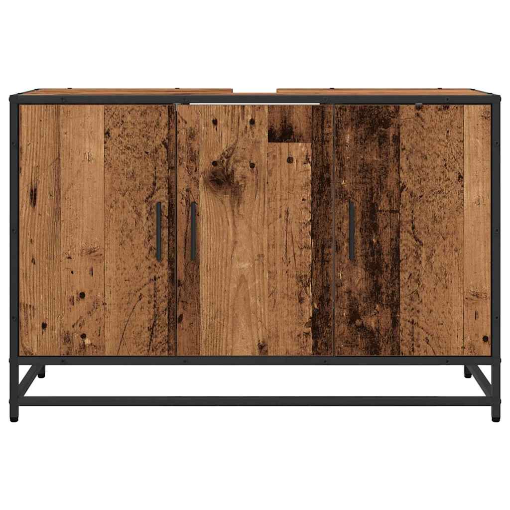 Bathroom Cabinet with Door Reclaimed Wood Look 90 x 33 x 60 cm Particleboard