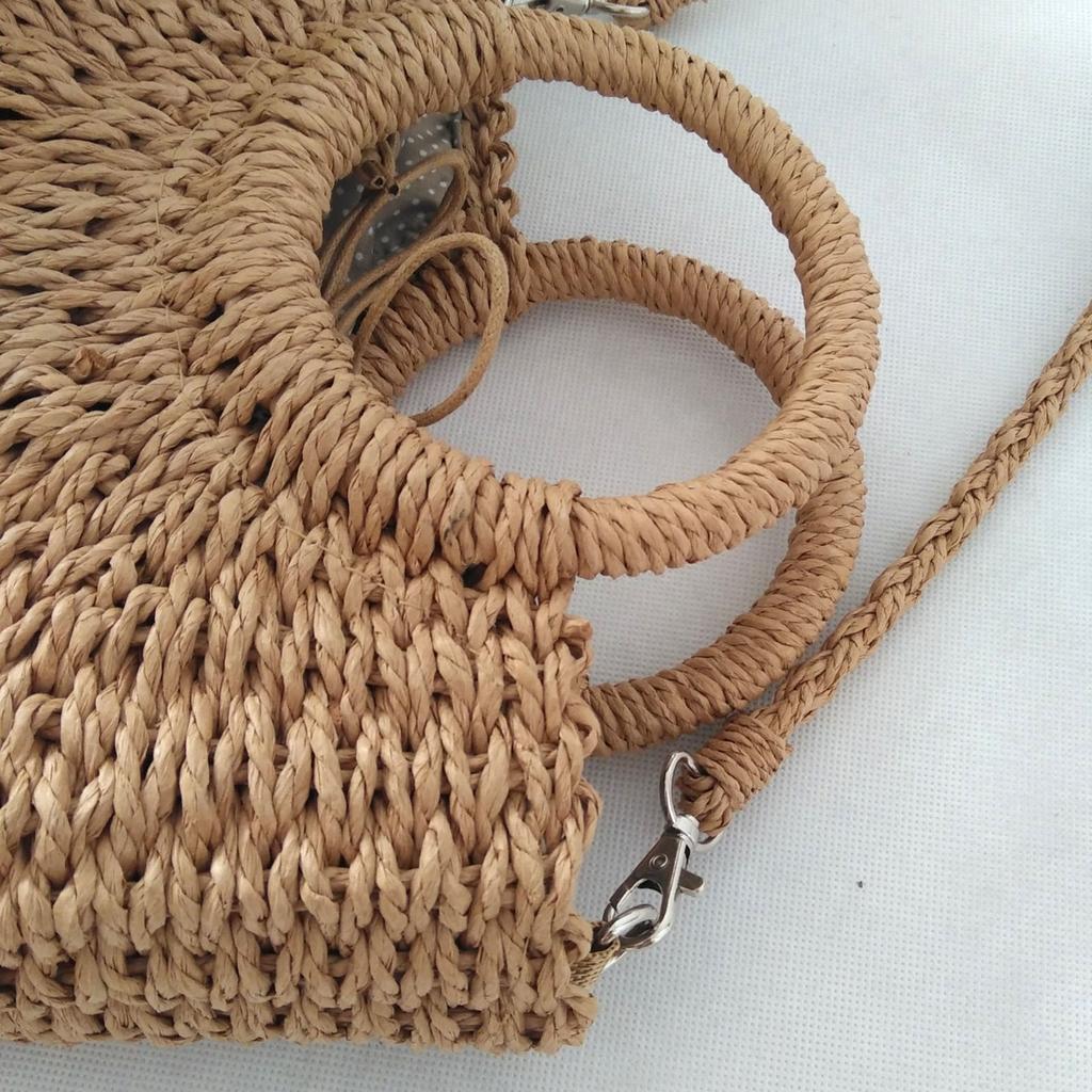 Bolsa Cesta de Legumes da Moda Ombro Transversal Rattan Acompanhamento Palha Bolsa Tecelagem Manual