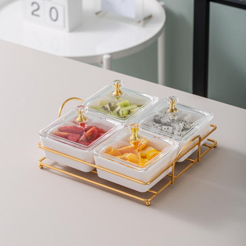 Ktv Clubhouse Fruit Plate Melamine Bar Muscle Foot Four Or Six Gongge Snack Plate Grid Barbecue Cold Vegetables Snack Plate Plate Plate
