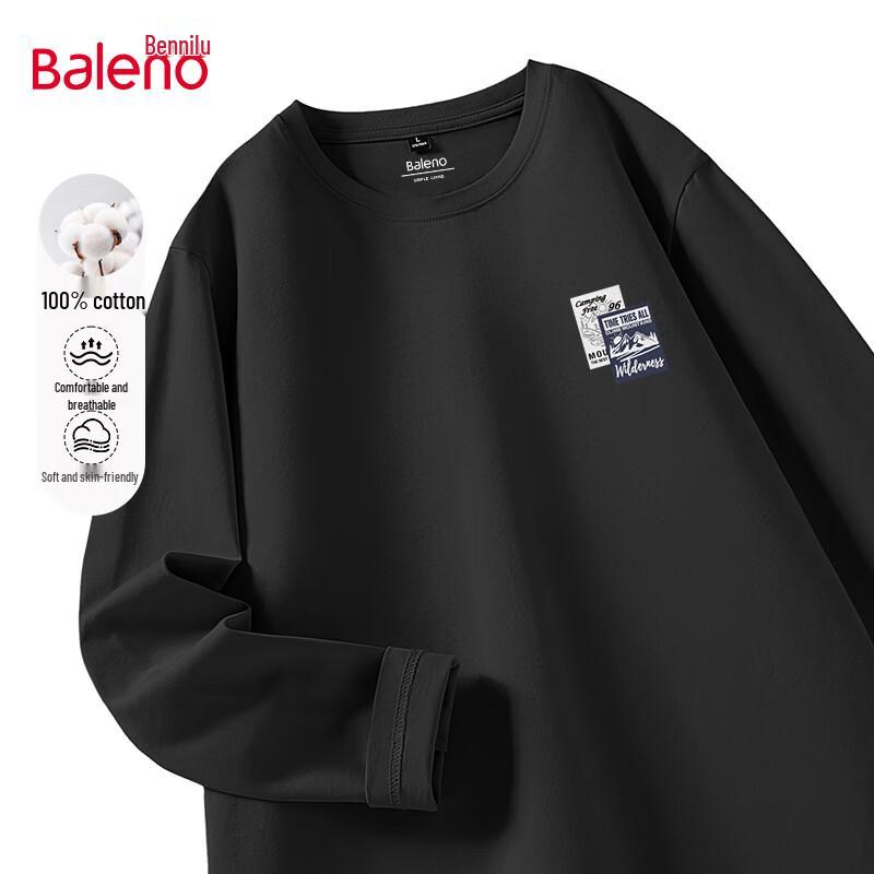 Baleno Men s Heavyweight Pure Cotton Long Sleeve Casual T-shirt M