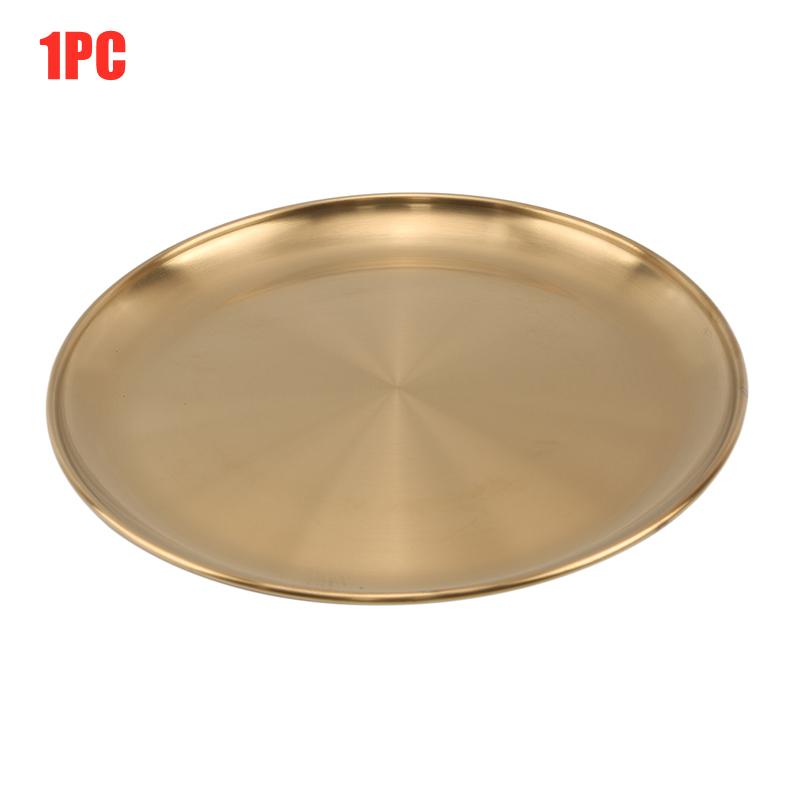 

Круглая обеденная тарелка из нержавеющей стали, золотая, серебряная, для пасты, стейка, диск для барбекю, поднос для торта, столовые приборы, кухонные принадлежности 14cm 5.51inch