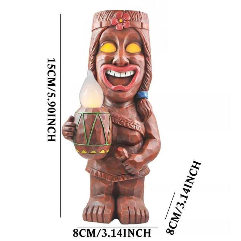 Socha Tiki Guard Socha na solární napájení Venkovní domácí dekorace Nové led zahradní dekorace Řemesla Zahradnictví Sochařství Trávníková lampa pro nádvoří