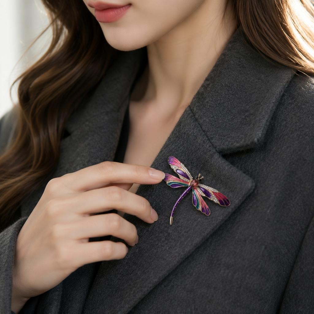 Dragonfly Brooch Enamel Insect Pin Fashion Jewelry Accessory for Winter Coat Jacket Decoration Stylish Brooch for Clothing Accessories