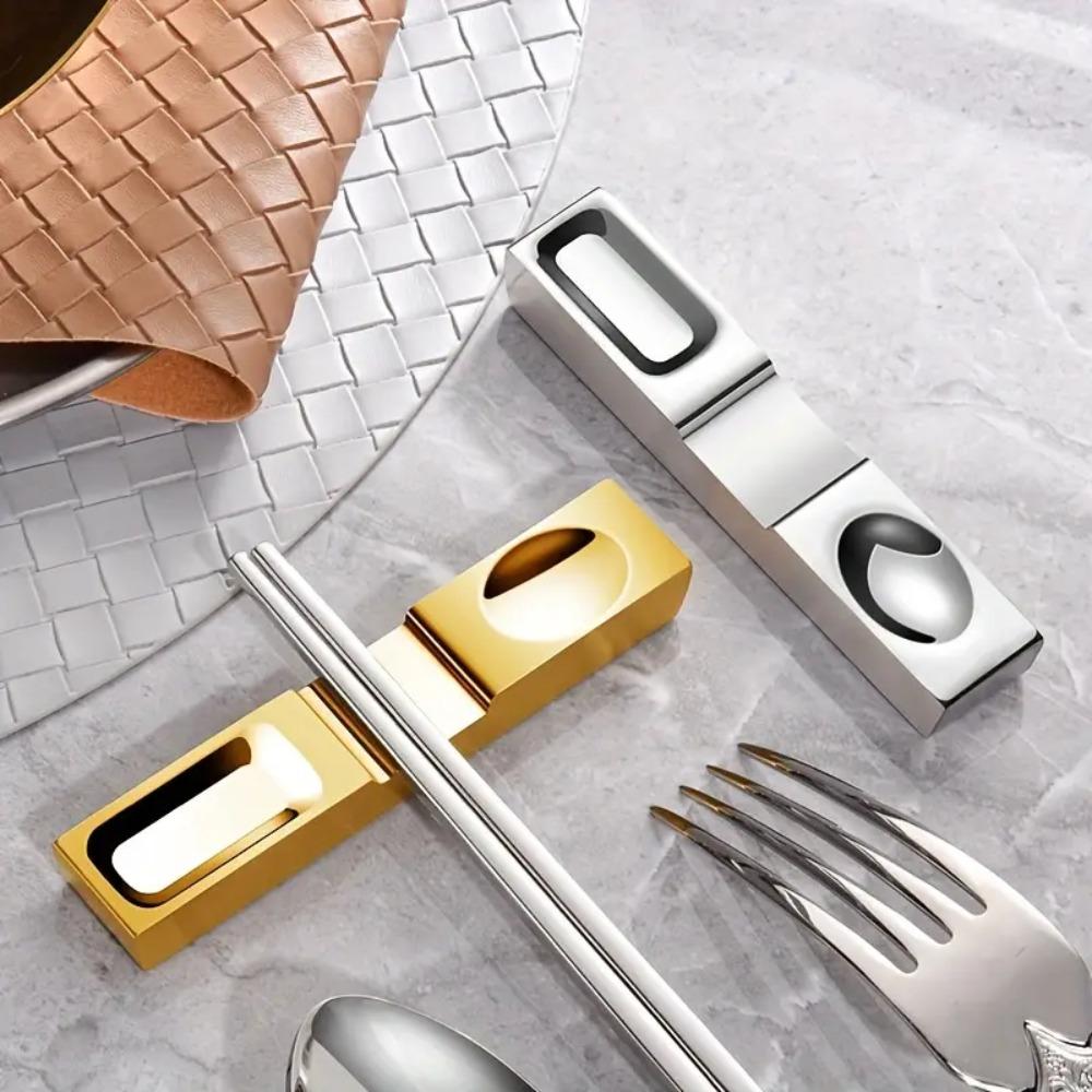 Japanese-style Stainless Steel Chopstick Rest Rectangle Cutlery Rack Chopstick Pillow  Dining Table