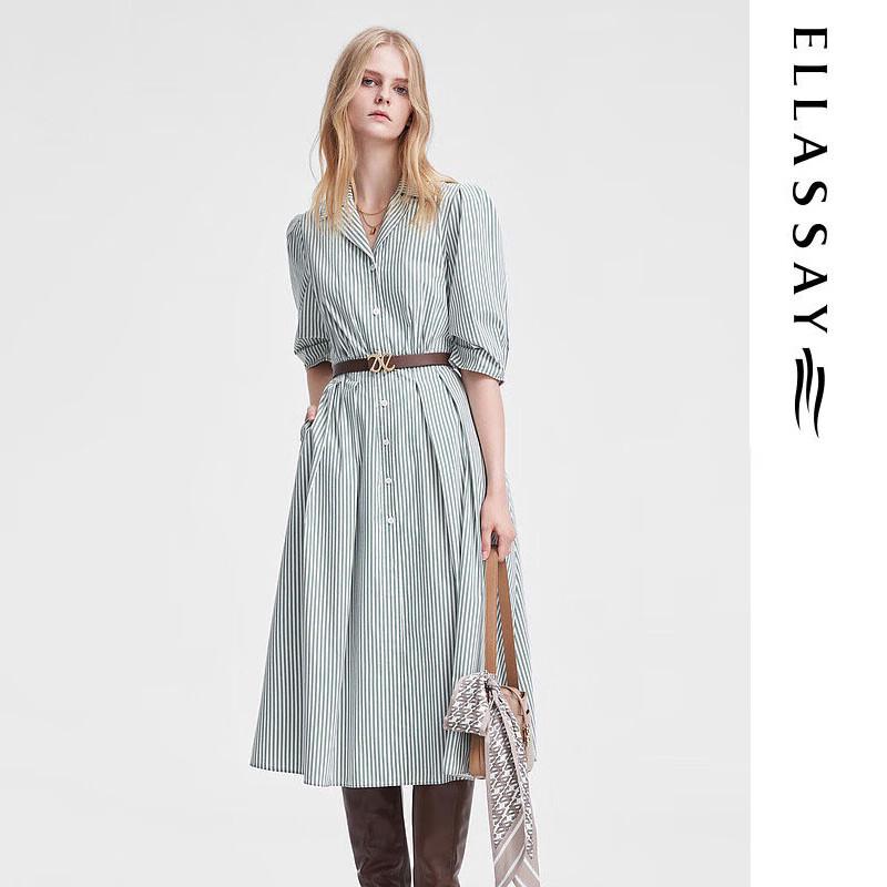 ELLASSAY Women's Striped Cotton Blend Shirt Dress EWW351Y01100