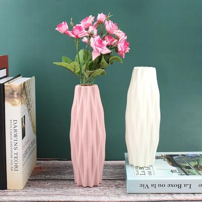 Vaso de Flores de Plástico Branco para Decoração de Casa, Vaso de Flores de Cerâmica de Imitação
