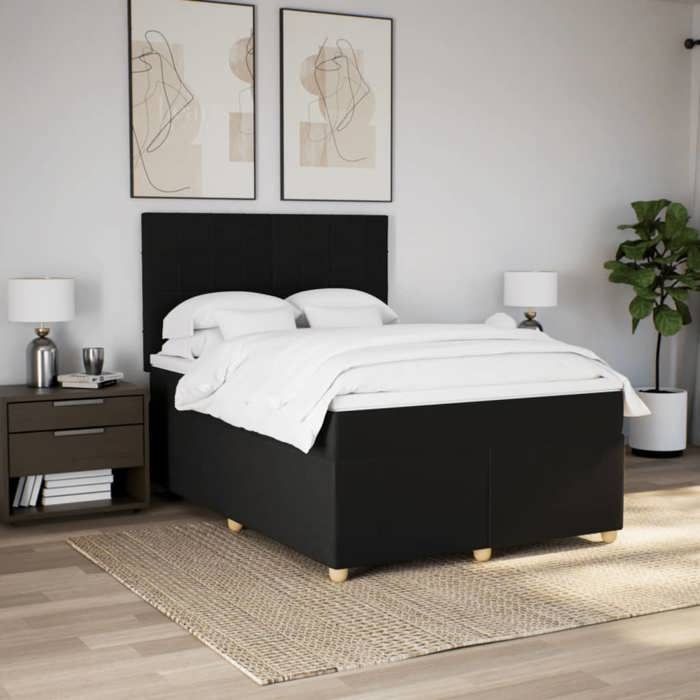 VidaXL Sommier à lattes de lit avec matelas Noir 140x190 cm Tissu 3291277