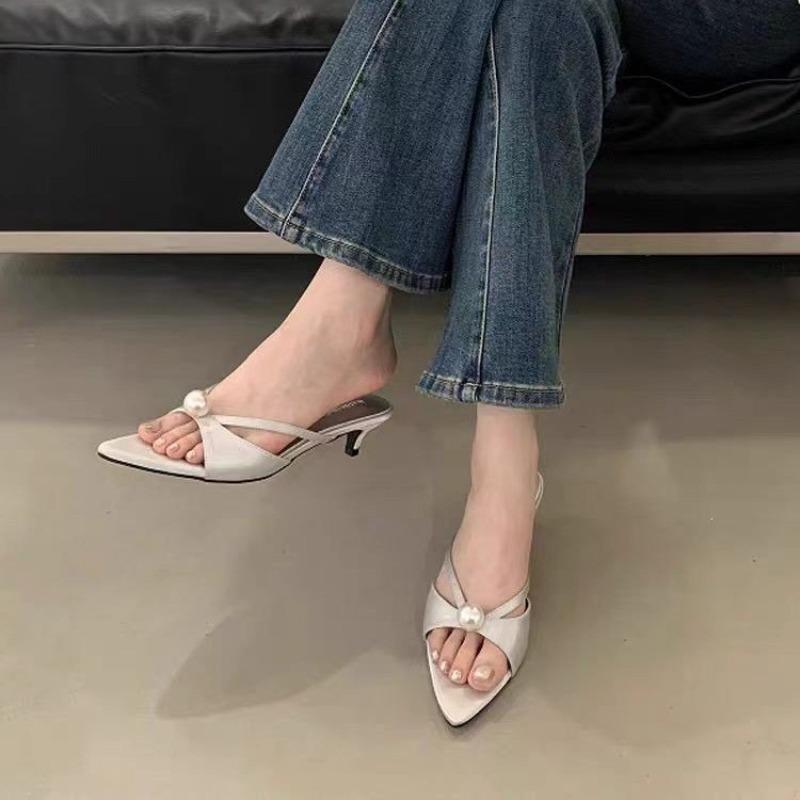 Móda Nové Populární Dámské Boty na Vysokém Podpatku Pantofle Designérské Sandály na Podpatku Elegantní Obuv Žena Letní Trend Módní Žabky Ležérní Nazouváky