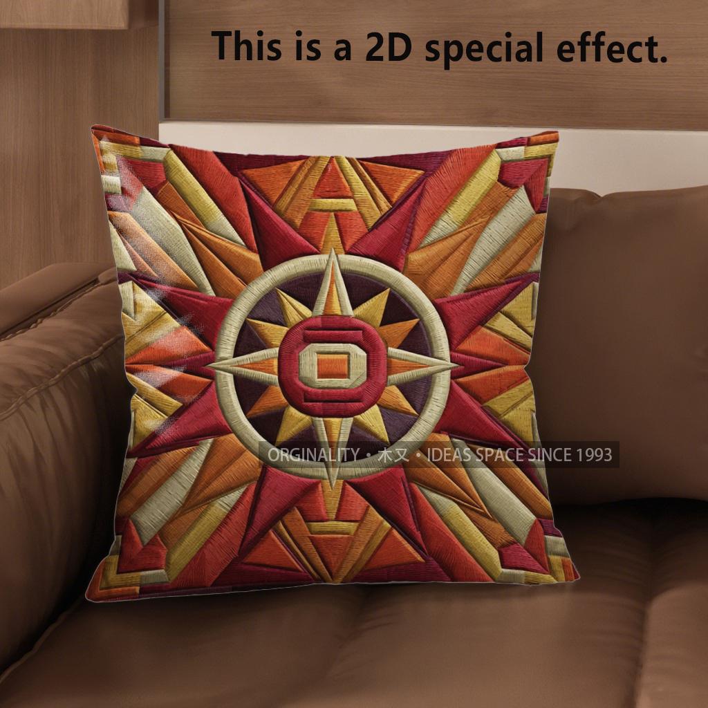 2D Aztec Sun God Square Throw Pillow Covers Pattern Cushion Cover Suitable For Sofa Bedroom Car Pillow Cover