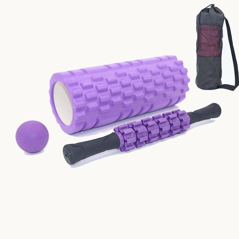33cm Foam Roller Set With Massage Stick Myofascial Release Ball Yoga Pilates Fitness Recovery