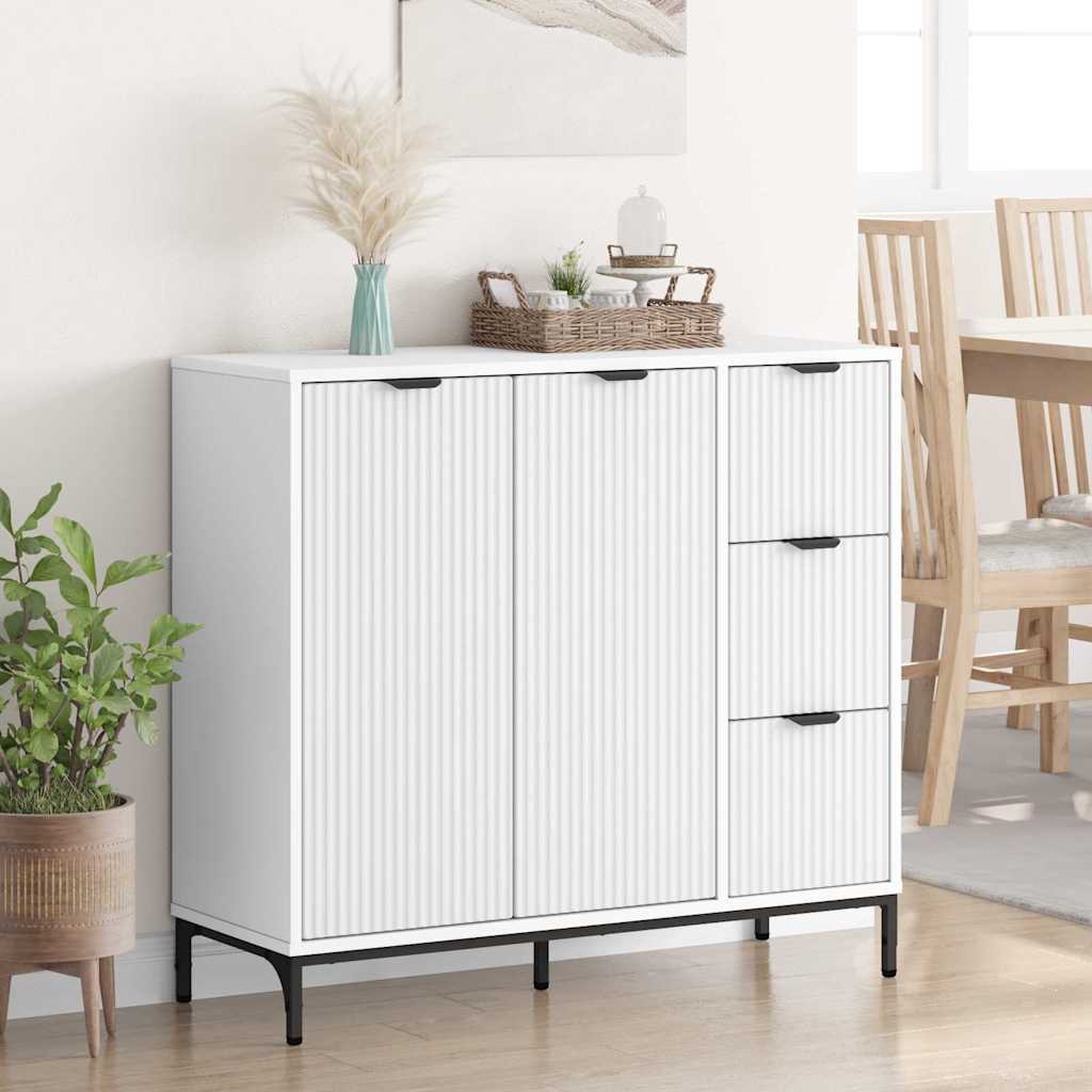 Sideboard with Drawers White 89.5 X 33 X 82 Cm Particleboard