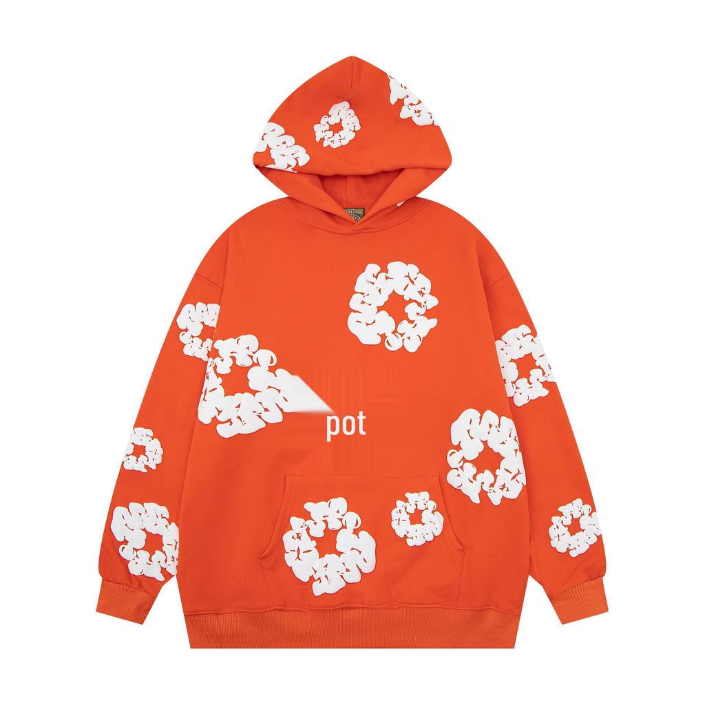 Denim Tears Floral Puff Print Cotton Hoodie Set - Trendy European & American Streetwear