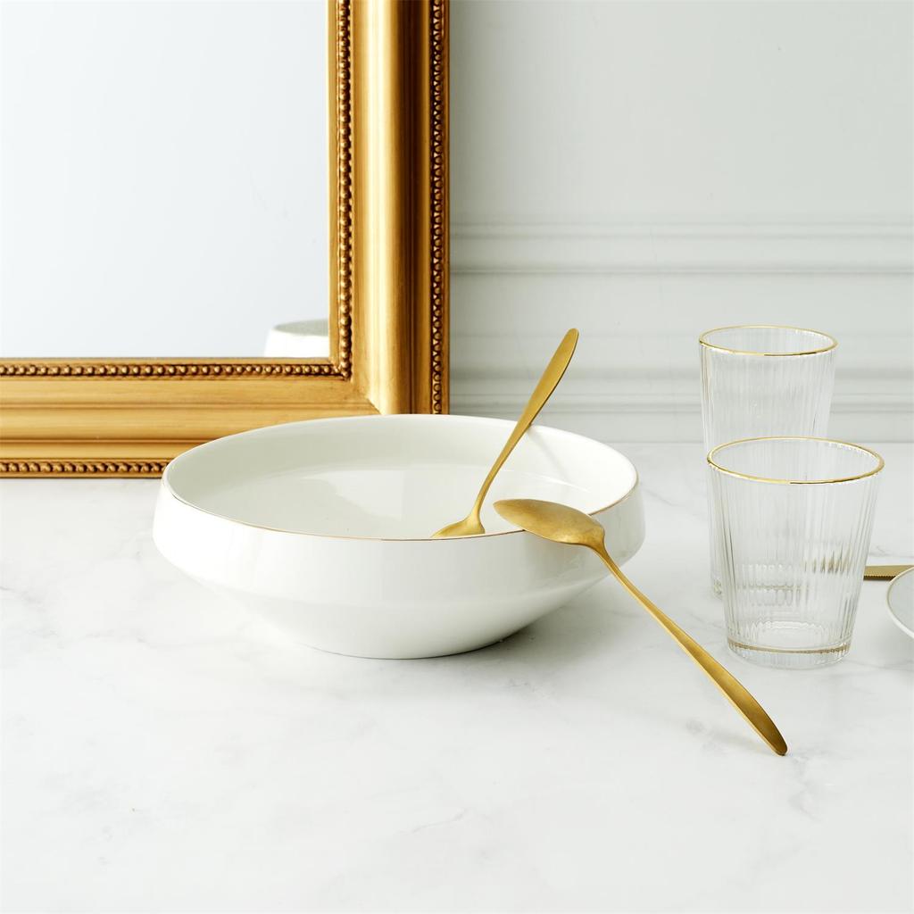 Slaterka Schüssel 25cm Porzellan Perlmutt Gold Weiß