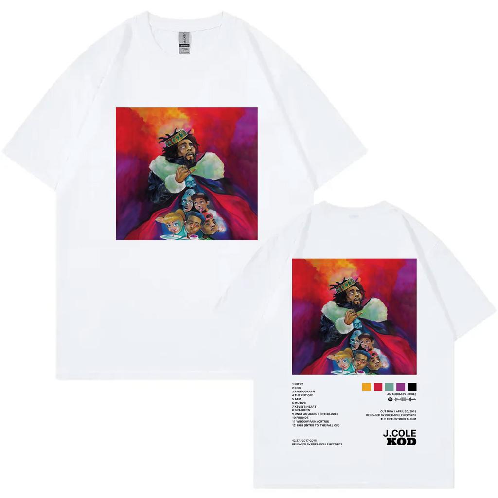 Rapper J Cole Music Album Double Sided Graphic T Shirts Fashion Hip Hop Short Sleeve Tshirt Unisex Casual Loose Cotton Tshirts