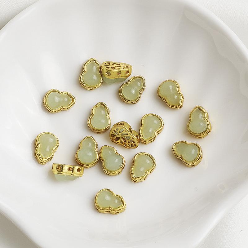 Gold-Plated Jade Gourd Beads Bracelet for DIY Jewelry and Necklace Making