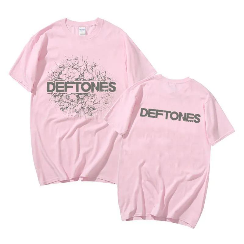 Deftones Floral Burst Double Sided Print T-shirts Unisex Unisex Punk Rock Band Y2k T Shirt Short Sleeve Summer Unisex Streetwear