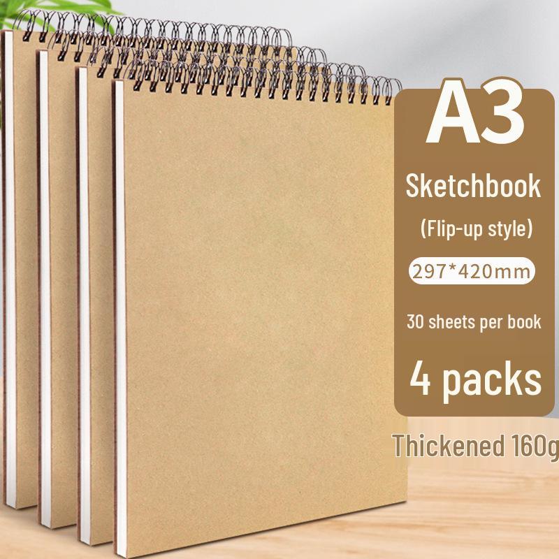 A4 Hardcover Spiral Sketchbook for Art Students & Children, A3/A4/8K Drawing Pad
