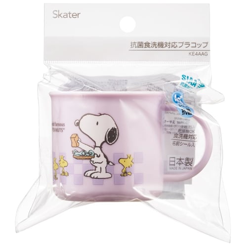 Skater Cutie de prânz Cupă de plastic, 200 ml, pentru copii, Antibacteriană, Sigură pentru mașina de spălat vase, Fabricată în Japonia, Design Snoopy 80s Cafe, KE4AAG-A