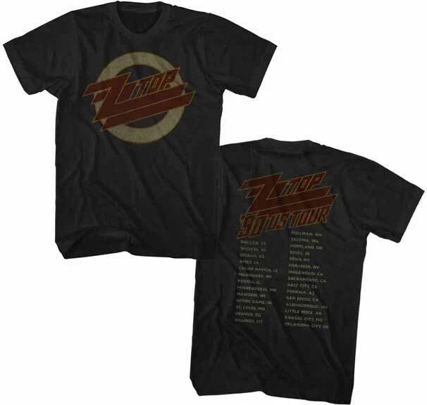 ZZ Top 1990 US Tour Dates Men s T Shirt Rock Music Band Merch 3XL