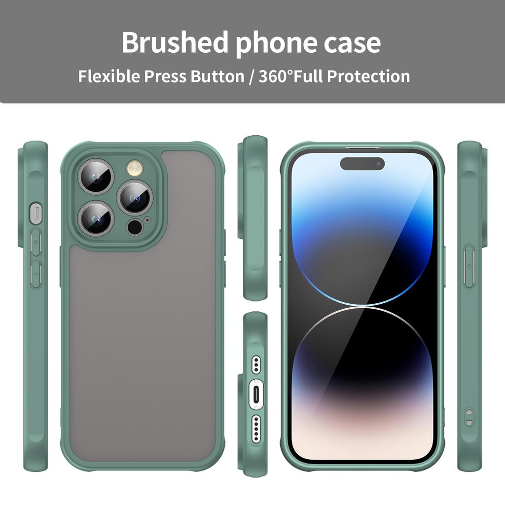 For iPhone 14 Pro Case Drop Proof Airbags Frosted Translucent PC + TPU Phone Back Cover