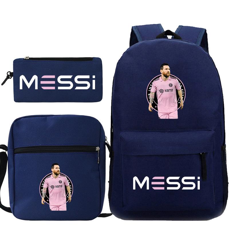 Football Player Peripheral Printing Primary And Secondary School Schoolbag Three-Piece Children'S Backpack