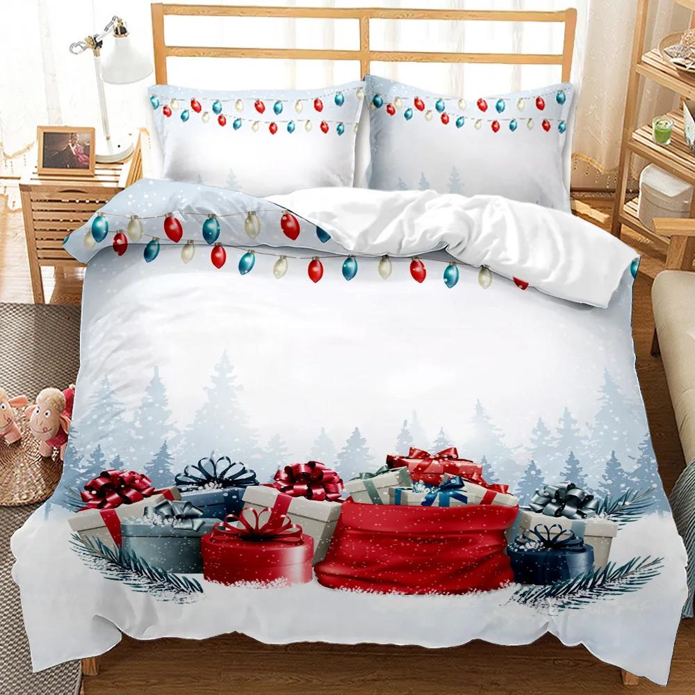 Christmas Duvet Cover Set Christmas Gift Bunny Candle Christmas Theme Bedding Set Double Queen King Size Polyester Quilt Cover