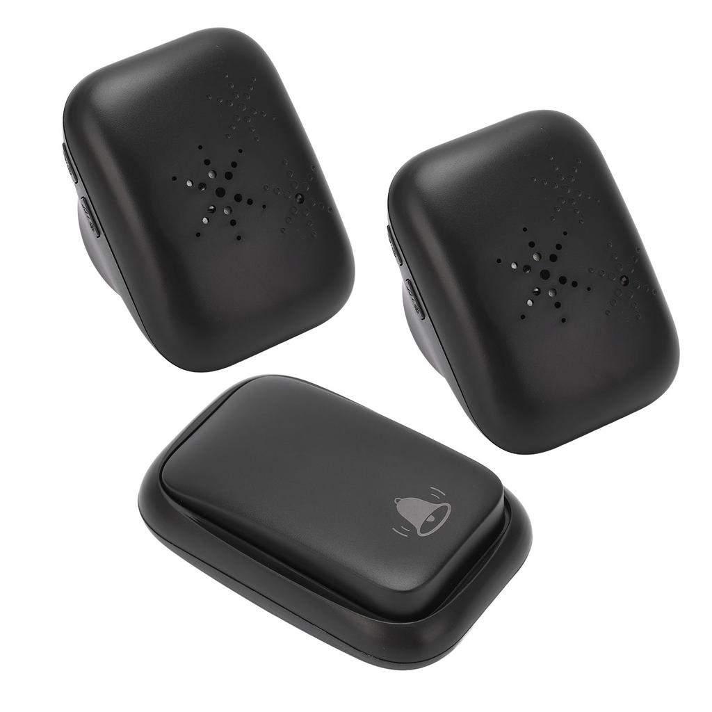 Wireless Doorbell ABS Black Self Powered 150m Range 433MHz with 2 Receivers for Home Hotel Factory AC