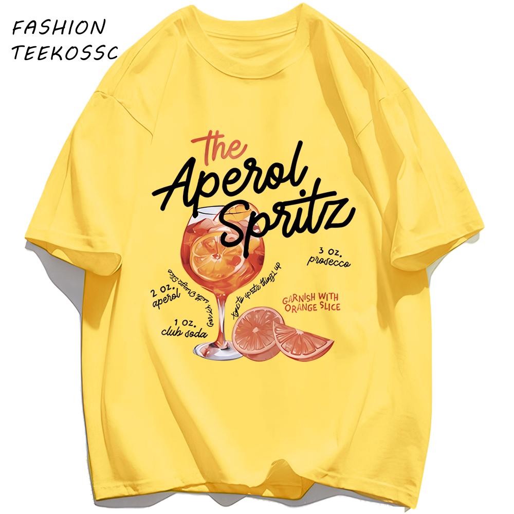 Orange Slice Red Wine Goblet Print TShirts Men Colour ONeck T Shirt Cotton Oversized Top Unisex AllMatch Casual Streetwear