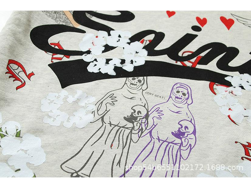 2024 Unisex Vintage Ripped Hoodie with Graffiti Print – Loose Fit, Autumn/Winter Trendy