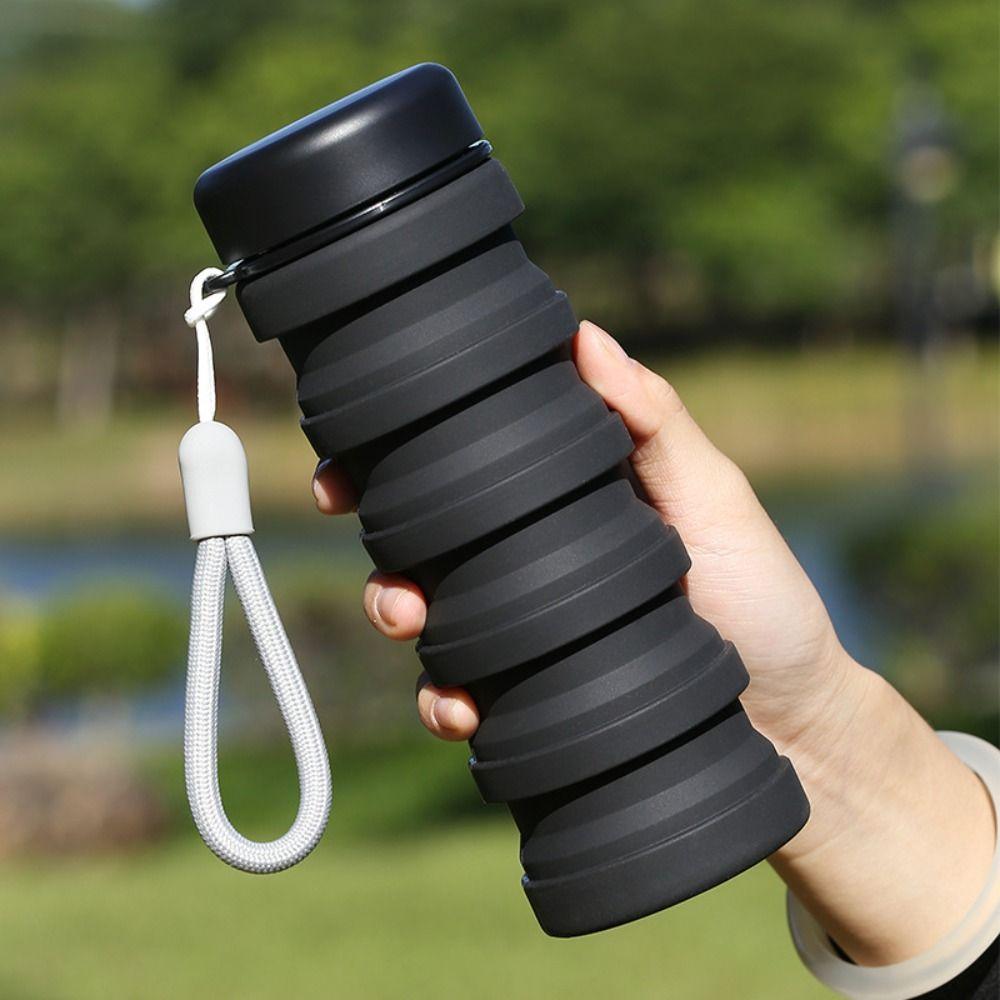 Retractable Folding  Silicone Water Bottle 500ML Foldable Drinking Cup  Hiking
