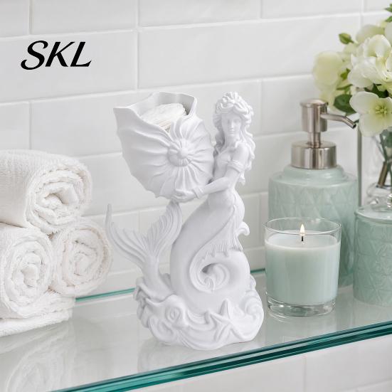 Decorative Shell Desktop Organizer 3D Printed Mermaid Conch Storage Ornament, Mini Hollow Tube Flowerpot, Creative for Home Office Decor European
