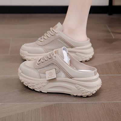 Baotou Semi-drag Summer Hollow Breathable Mesh Sports Shoes Thick Sole Outer Wear Shoes Lightweight